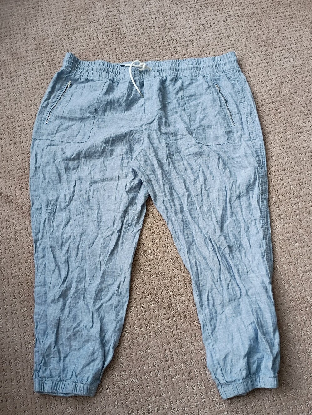 Athleta Cabo Linen Chambray Drawstring Joggers